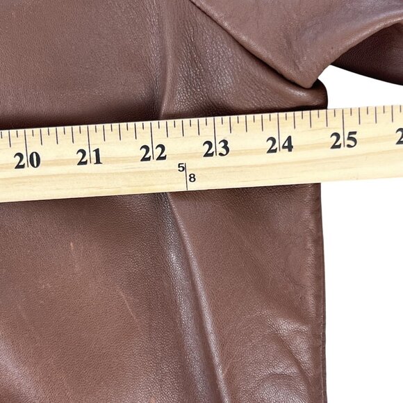 Murano Mens L Jacket Brown Leather Butter Soft Lambskin Full Zip Pockets Classic - Picture 7 of 16